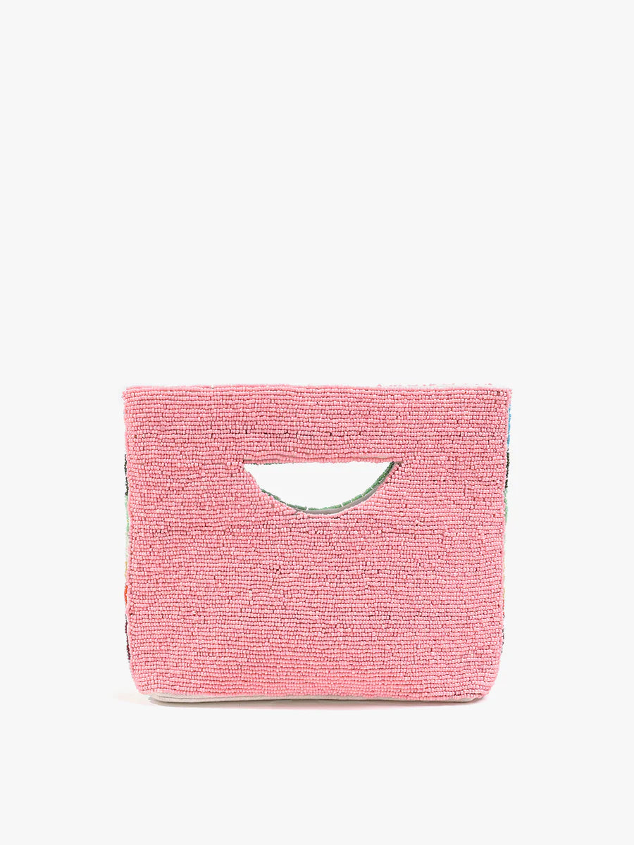Colorful striped beaded bag back