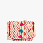 Colorful patterned crossbody bag with tassels alt view