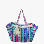 Colorful patterned tote bag with tassels alt view