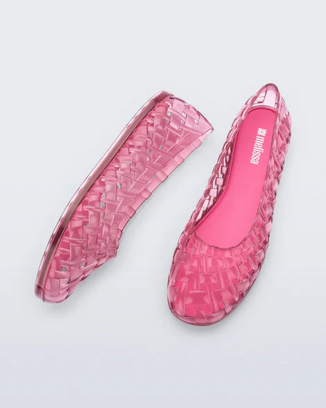 Pink woven jelly flat pair