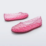 Pink woven jelly flat pair side view