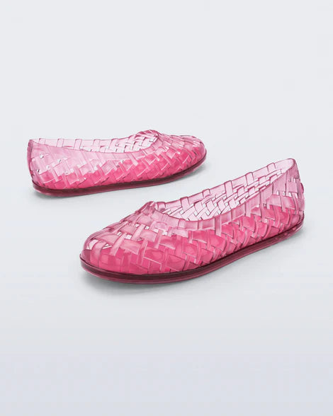 Pink woven jelly flat pair side view