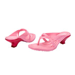Pink & red kitten heel with thong strap pair