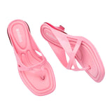 Pink & red kitten heel with thong strap top & side view