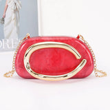 Red clutch bag with gold chain alt view