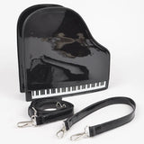 Black grand piano handbag with black strap alt view