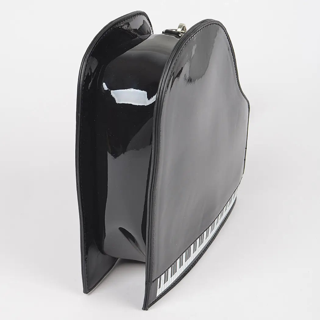 Black grand piano handbag with black strap alt view 2