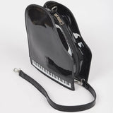 Black grand piano handbag with black strap alt view 3