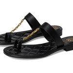 Black sandal with a gold chain with small heel pair