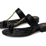 Black sandal with a gold chain with small heel pair