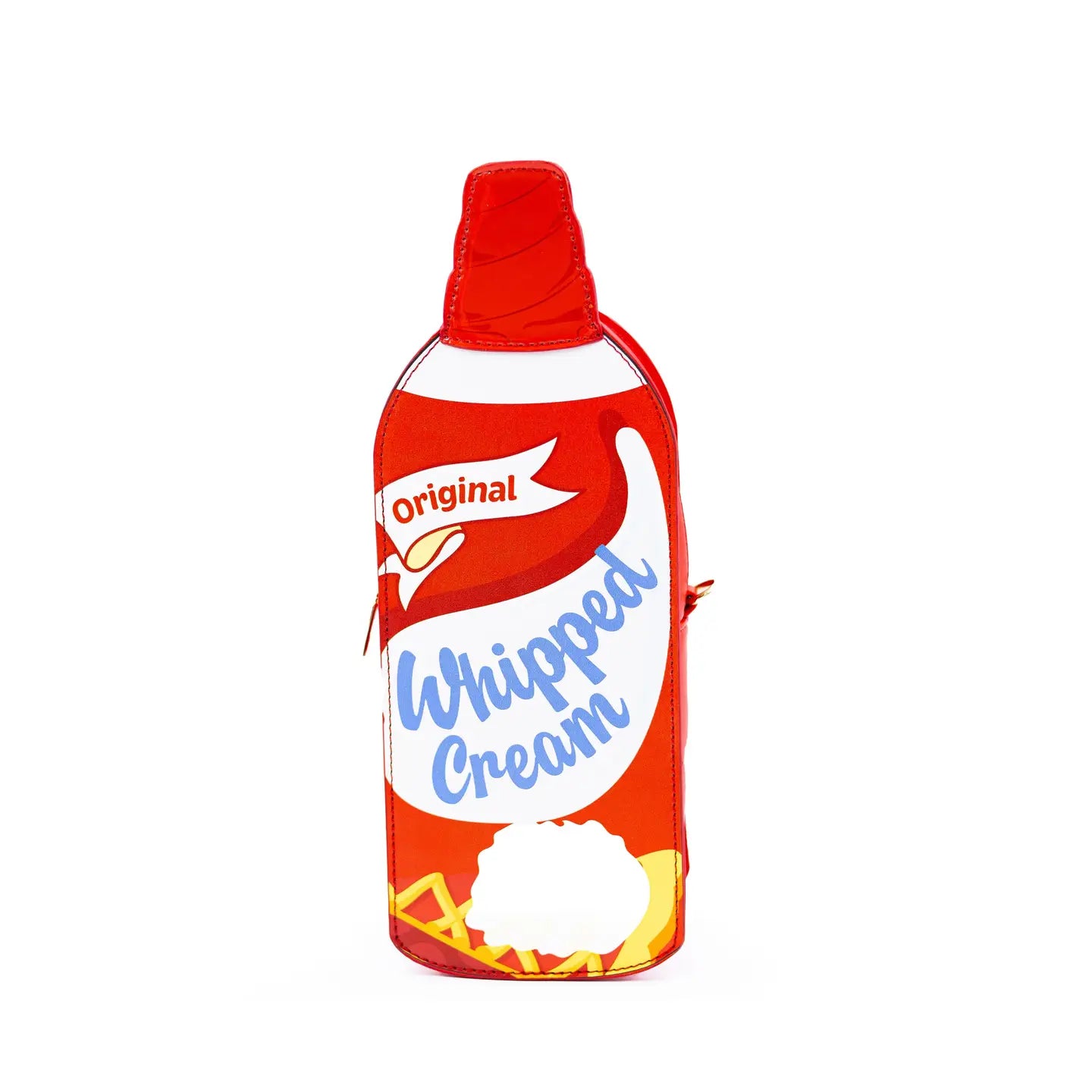 Red whipped cream handbag with 'Original Whipped Cream' text 
