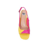Pink blue and yellow block heel  top view