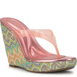 Raffi wedge sandal with colorful zigzag pattern side profile