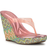 Raffi wedge sandal with colorful zigzag pattern side profile