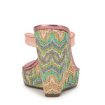 Raffi wedge sandal with colorful zigzag pattern from back