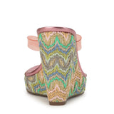 Raffi wedge sandal with colorful zigzag pattern from back