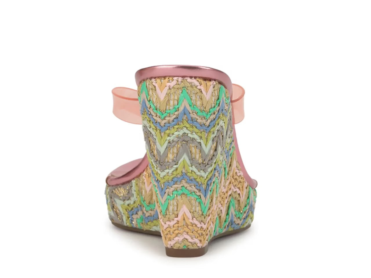 Raffi wedge sandal with colorful zigzag pattern from back