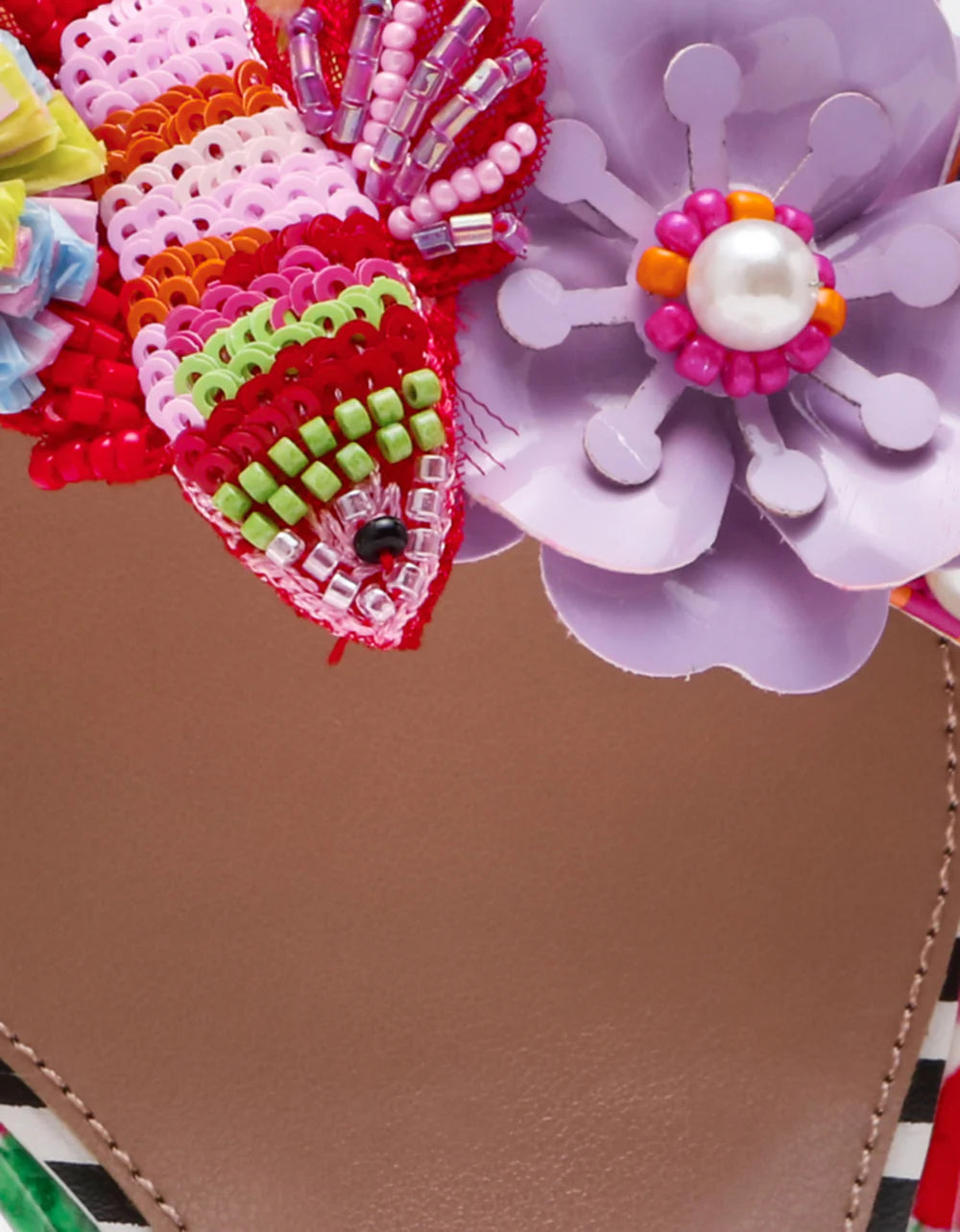close up of floral applique