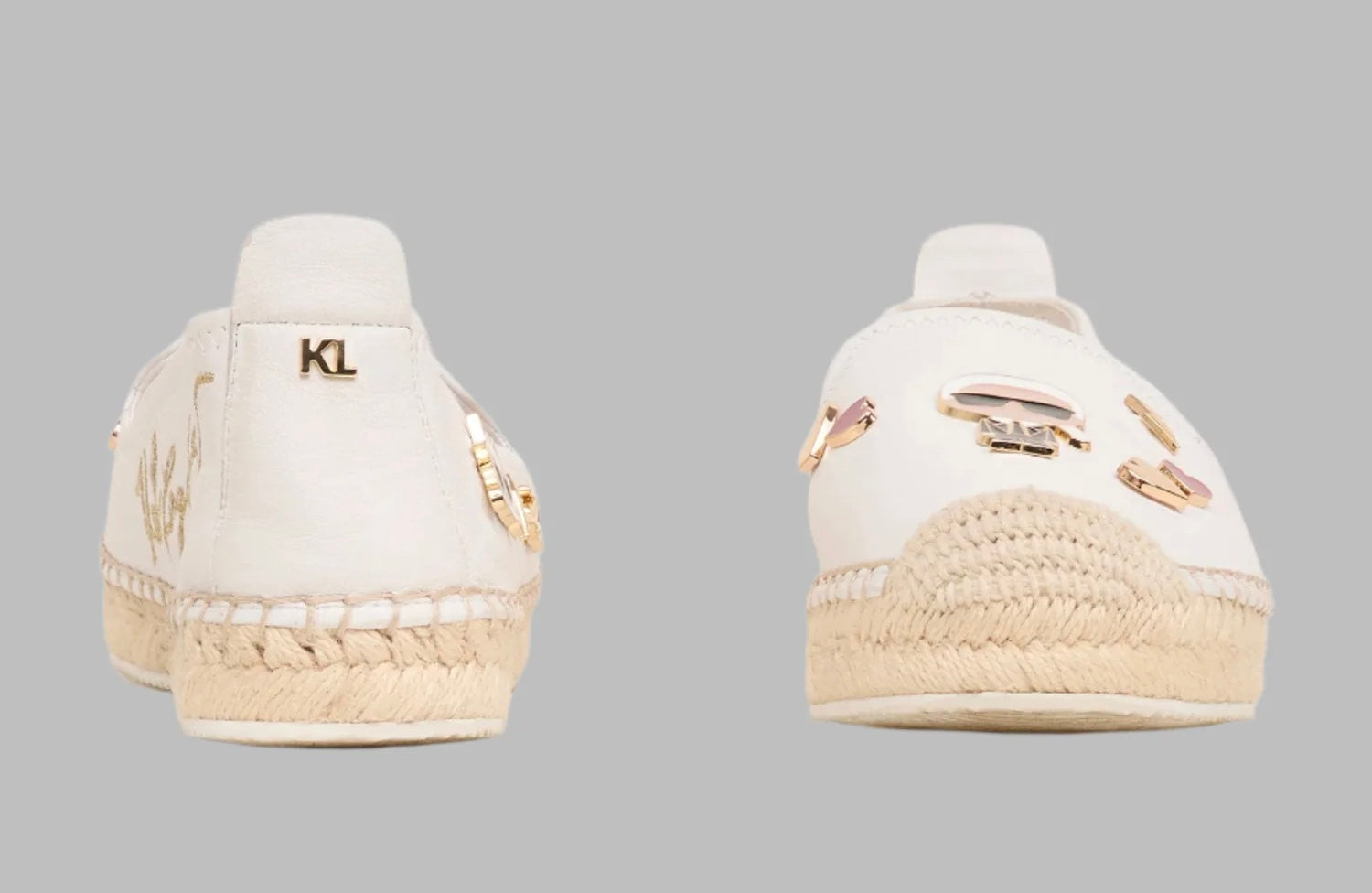White flat moccasin-styled shoe with decorative elements alt view