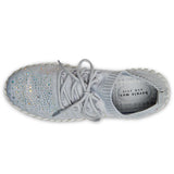 Gray bejeweled sneaker with white sole top