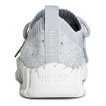 Gray bejeweled sneaker with white sole heel