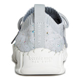 Gray bejeweled sneaker with white sole heel