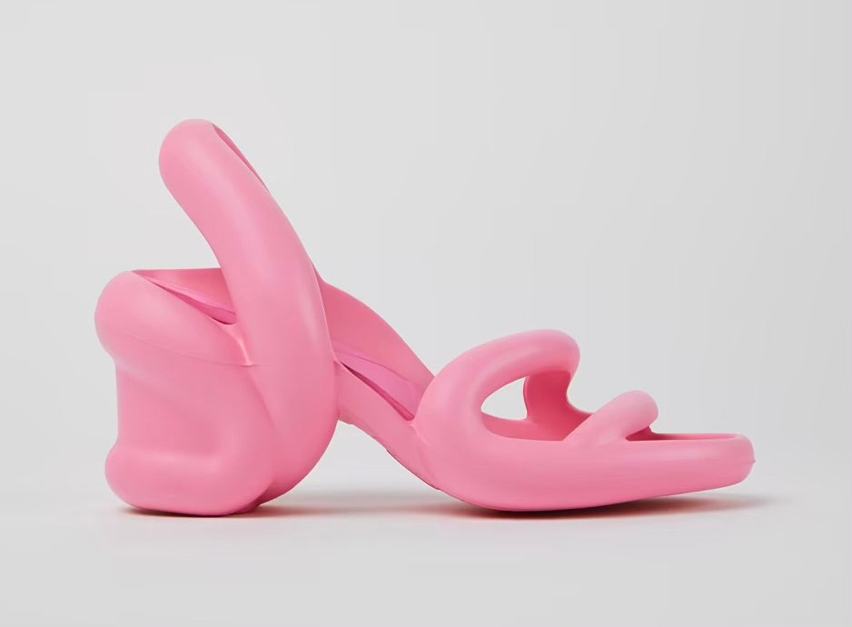 Pink high-heeled shoe close-up