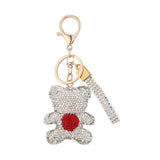 Rhinestone Bear with Heart Keychain