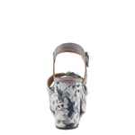 High-heeled sandal with floral pattern and decorative flower heel 2