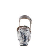 High-heeled sandal with floral pattern and decorative flower heel 2