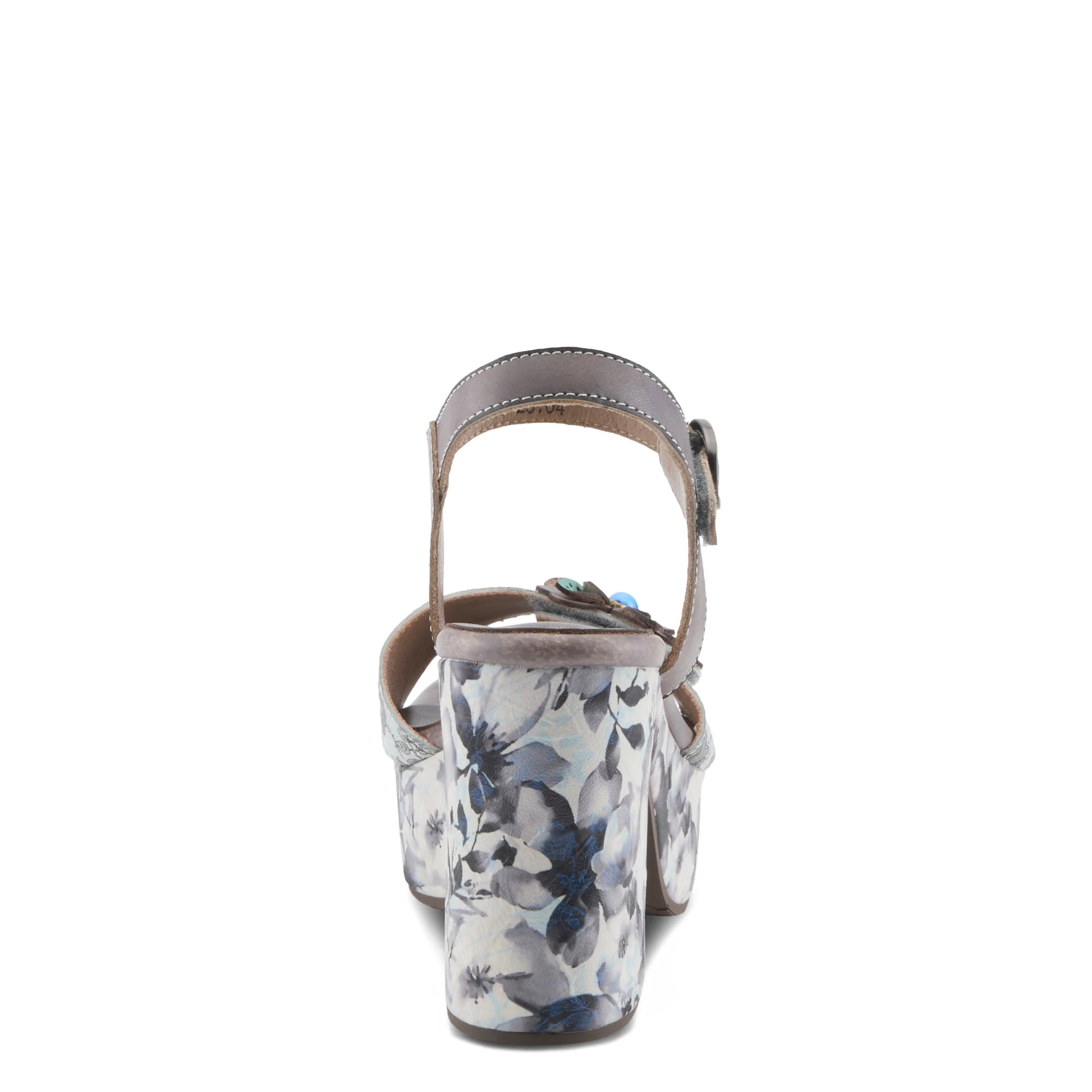 High-heeled sandal with floral pattern and decorative flower heel 2