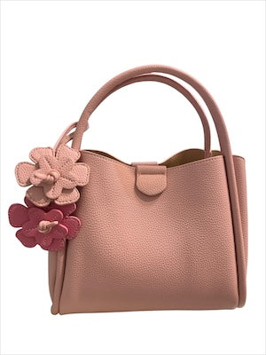 Pink handbag with floral details 