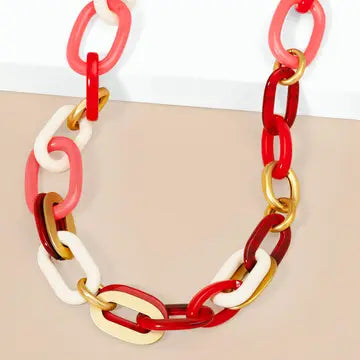Zenzii Resin and Metal Oval Link Necklace