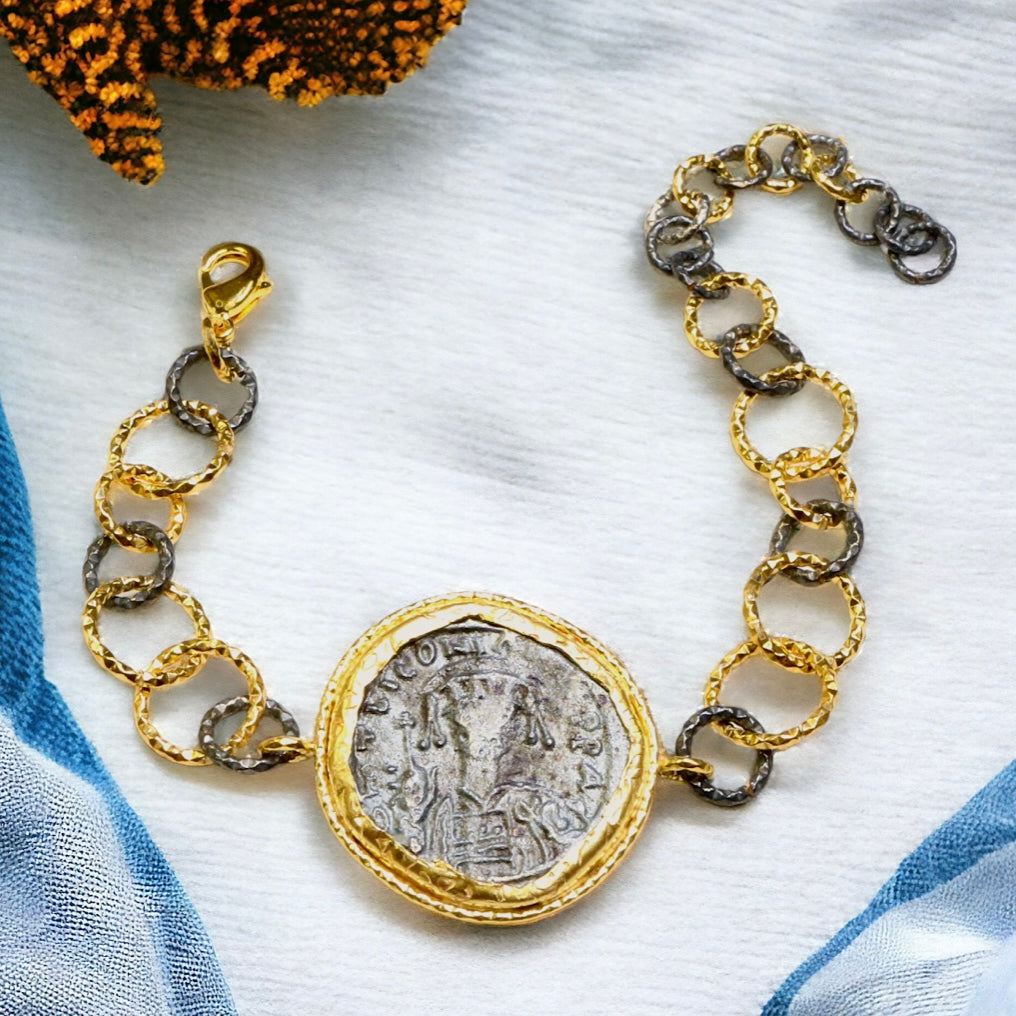 Ancient Bazaar Gold Plated Coin Bracelet