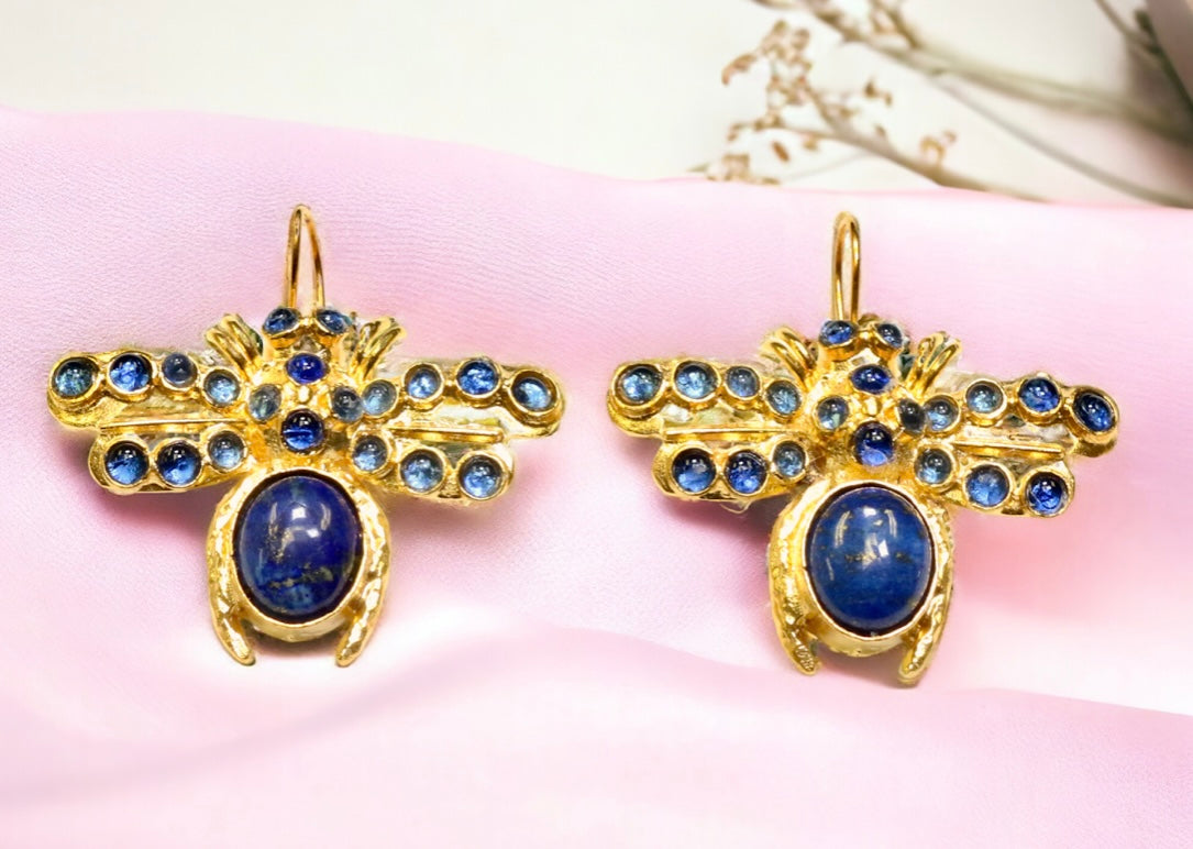 Ancient Bazaar Gold Plated Brass Bee Earrings