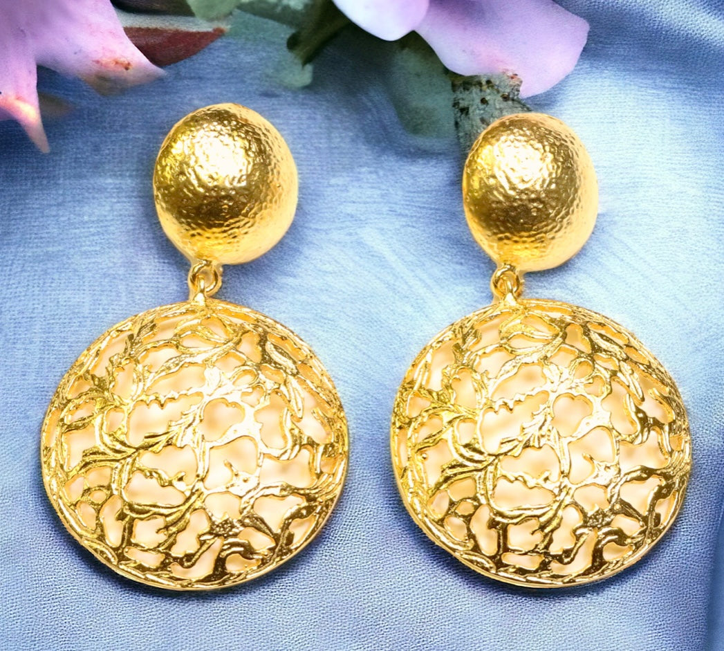 Ancient Bazaar Gold Plated Brass Earrings