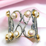 Ancient Bazaar Two-Tone Gold Plated Brass Cuff
