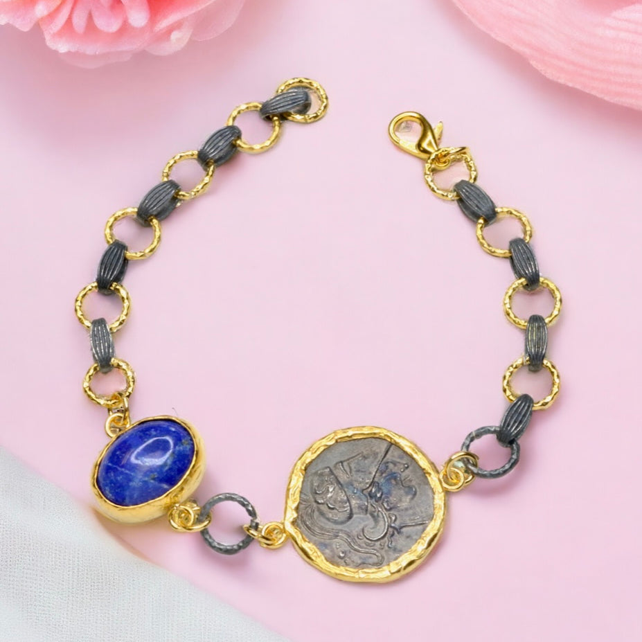 Ancient Bazaar Gold Plated Brass Coin Bracelet