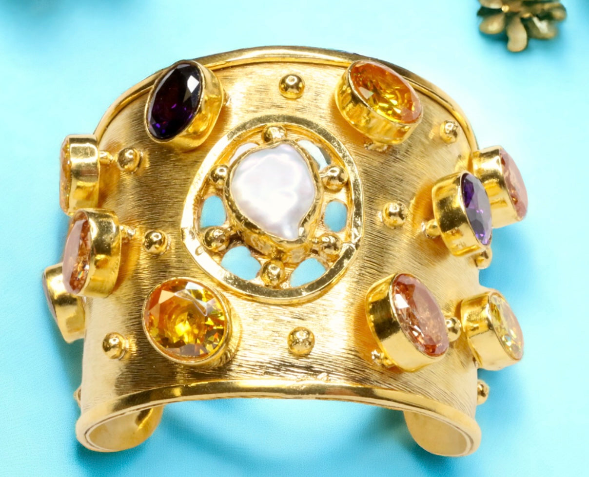 Ancient Bazaar Gold Plated Brass Cuff