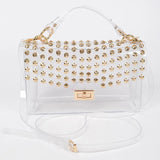 Studded Clear Top Handle Handbag
