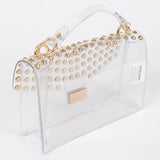 Studded Clear Top Handle Handbag