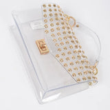 Studded Clear Top Handle Handbag