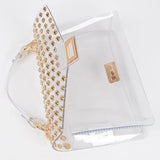 Studded Clear Top Handle Handbag
