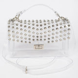 Studded Clear Top Handle Handbag