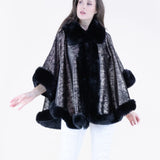 Original USA Luster Vegan Fur Trim Suede Cape