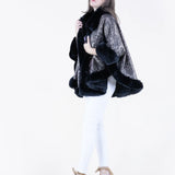 Original USA Luster Vegan Fur Trim Suede Cape