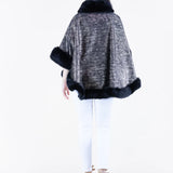 Original USA Luster Vegan Fur Trim Suede Cape