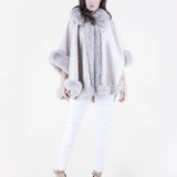 Original USA Luster Vegan Fur Trim Suede Cape