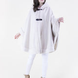 Original USA Vegan Suede & Fur Trim Hooded Cape with Buckles