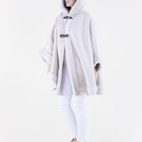 Original USA Vegan Suede & Fur Trim Hooded Cape with Buckles